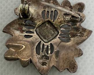 Sterling Silver and Marcasite Floral Brooch