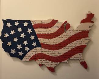 United States Map Declaration of Independence Wooden Wall Art
