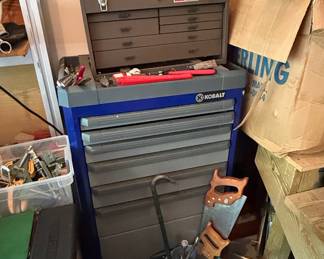 Craftsman Top Chest and Kobalt Rolling Tool Cabinet with Assorted Tools