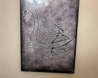 Framed Swan Sketch Print