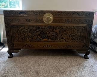 Carved Camphor Wood "Dragon" Chest