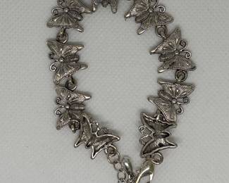Silver-Tone Butterfly Link Bracelet