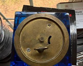 Vintage Seikosha Blue Glass Mantel Clock