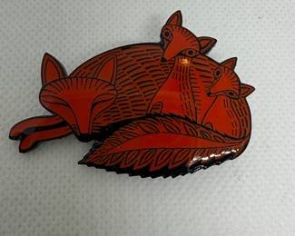 Enamel Fox Family Pin