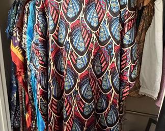 Winlar "Feather" Print Kaftan Dress