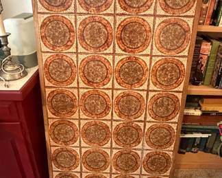 Mid-Century Modern Danish Teak and Ceramic Tile Panel
