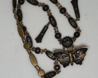 Japanese Damascene Butterfly Necklace