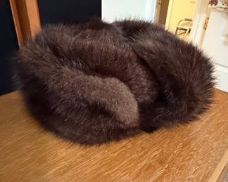 Vintage Mink Fur Hat with Fox Fur Trim