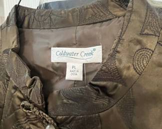 Coldwater Creek Quilted Brocade Jacket with Frog Button Closure