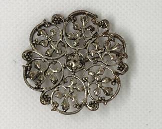 Victorian Sterling Silver Filigree Brooch