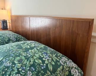 Mid-Century Modern Walnut Queen Bed Frame with Headboard