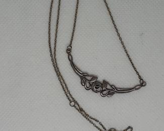 Art Nouveau Sterling Silver Floral Necklace