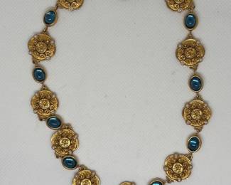 Renaissance Revival Medallion and Cabochon Necklace