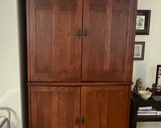 Stickley Mission Oak Arts & Crafts Media Armoire Cabinet