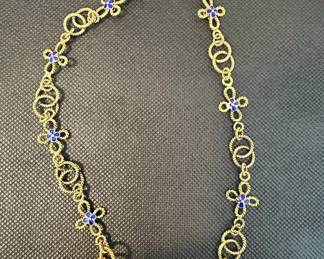 MMA Enamel Flower and Interlocking Ring Necklace