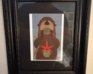 Framed Charley Harper "Otterly Delicious" Print