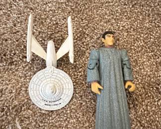Star Trek: The Next Generation Action Figures - Worf (Pirate Outfit), Riker, Borg Drone, and U.S.S. Enterprise NCC-1701-A Model