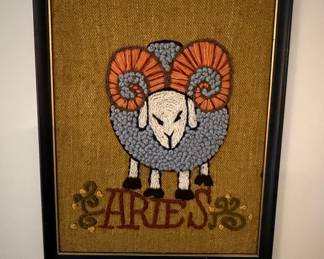 Aries Zodiac Needlepoint Wall Hanging