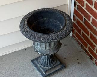 Wicker Patio Chairs and Urn Planter
