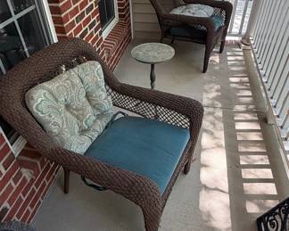 Wicker Patio Chairs and Urn Planter
