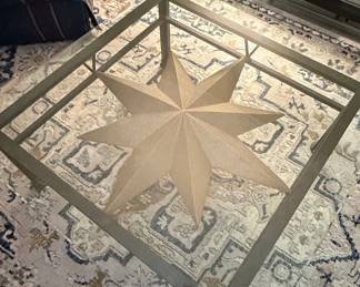 Glass Top Coffee Table with Star Inlay