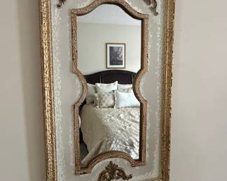 Ornate Gilt Wood Mirror with Decorative Appliques and Quatrefoil Mirror