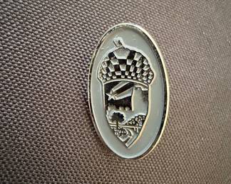 Oval Enamel Acorn Crest Pin with Castle, Star, and Tree