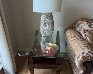 Glass Top Accent Table with Carved Claw Feet