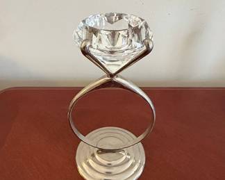 Godinger Crystal Diamond Ring Holder Candlestick