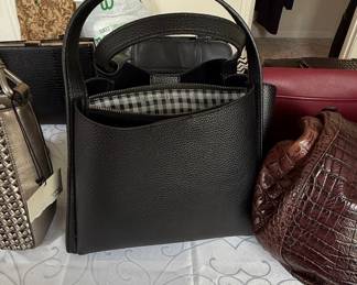 Black Pebbled Leather Tote Bag
