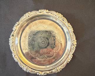 Vintage Silver-Plate with Floral Etching and Scalloped Rim