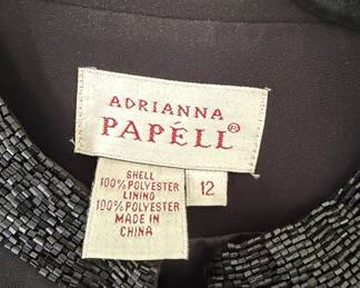 Adrianna Papell Beaded Collar Black Polyester Suit Set