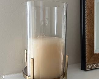 Brass and Glass Hurricane Candle Holder