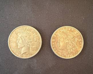 1924 Peace Dollar and 1881 Morgan Dollar