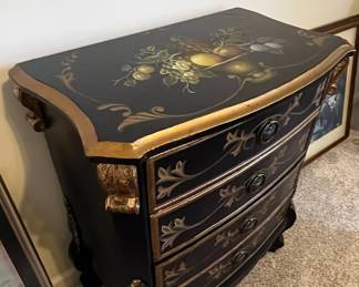 Black Chinoiserie style Chest of Drawers with Fruit Still Life