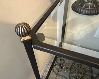 Wrought Iron and Glass End Table