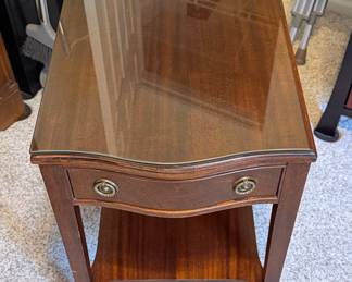 Vintage Mahogany End Table with Glass Top