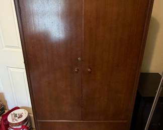 Vintage Waterfall Front Wooden Wardrobe Armoire