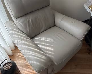 Modern Gray Leather Power Recliner