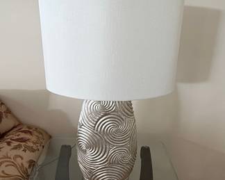 StyleCraft Silver Swirl Ceramic Table Lamp