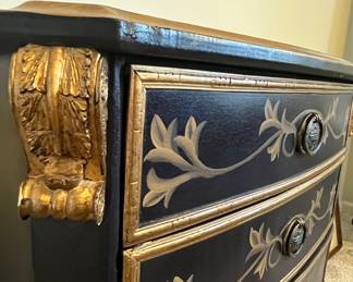 Black Chinoiserie style Chest of Drawers with Fruit Still Life