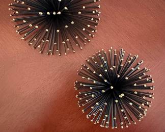Set of 2 Black Metal Starburst Sea Urchin Wall Decor