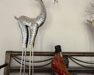 Tall Galvanized Metal Reindeer Sculpture