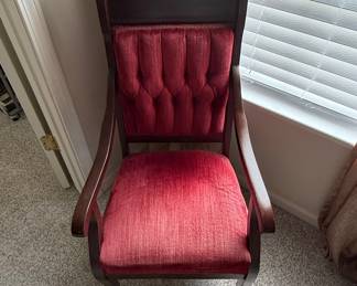 Victorian Eastlake Style Red Velvet Armchair