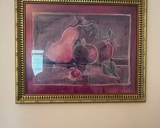 Framed Still Life Oil Painting of Fruit