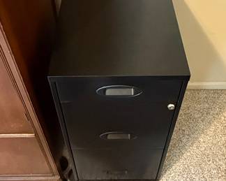 Black 2-Drawer Metal Filing Cabinet with Lock