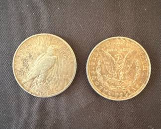 1924 Peace Dollar and 1881 Morgan Dollar