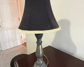 Vintage Ornate Pewter-Finish Table Lamp