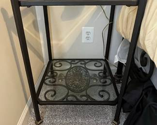 Wrought Iron and Glass End Table