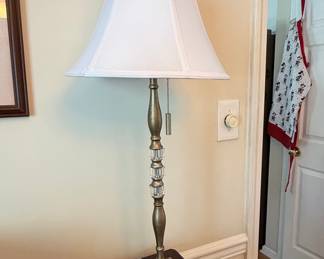 Crystal and Metal Table Lamp with White Shade